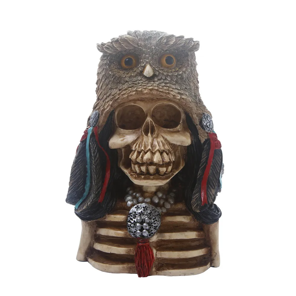 Owl-Skull Креативный Череп Змея сова статуя волка Смола животное скелет Скульптура домашний офис украшение стола украшение подарок Хэллоуин Декор - Цвет: Owl-Skull