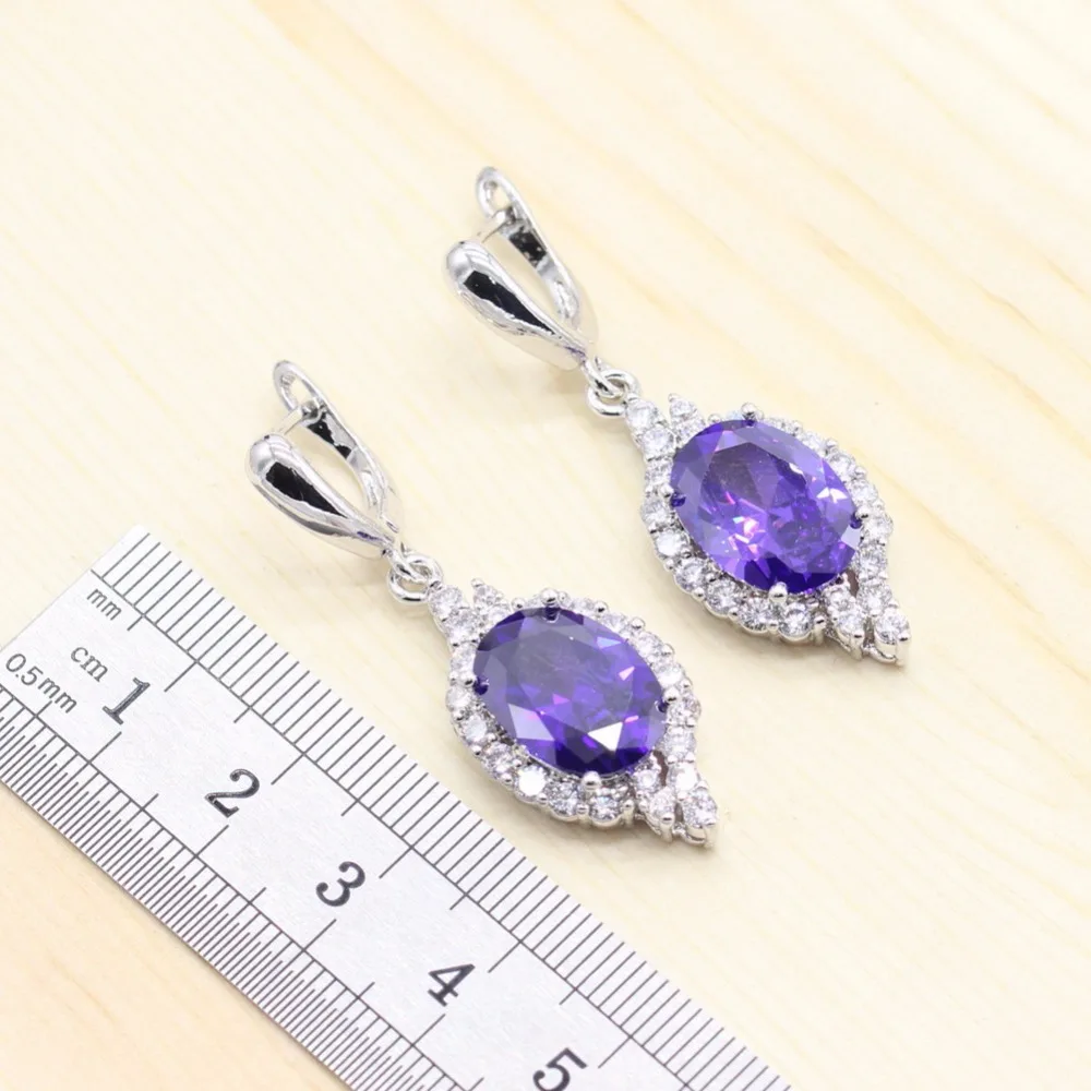 Женские Фиолетовые Камни Ювелирные наборы меч форма свадебное кольцо Модные