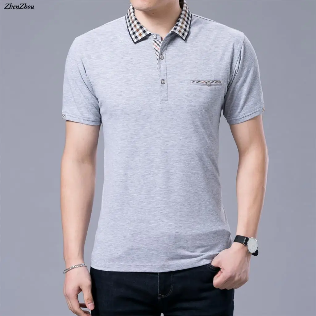 

M-3XL Plaid Collar Summer Mens Polo Shirts Brands Short Sleeve Polo Shirt Men Polos Para Hombre 2021 P82
