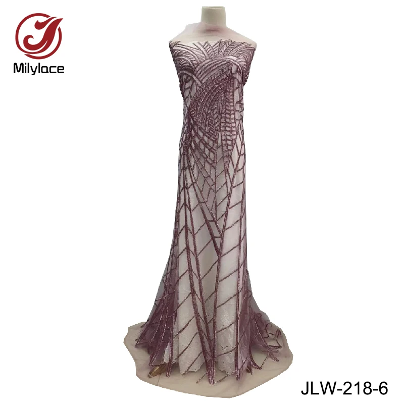 

Latest african lace fabric with sequins design 12 colors available wholesale french tulle lace fabric for party JLW-218
