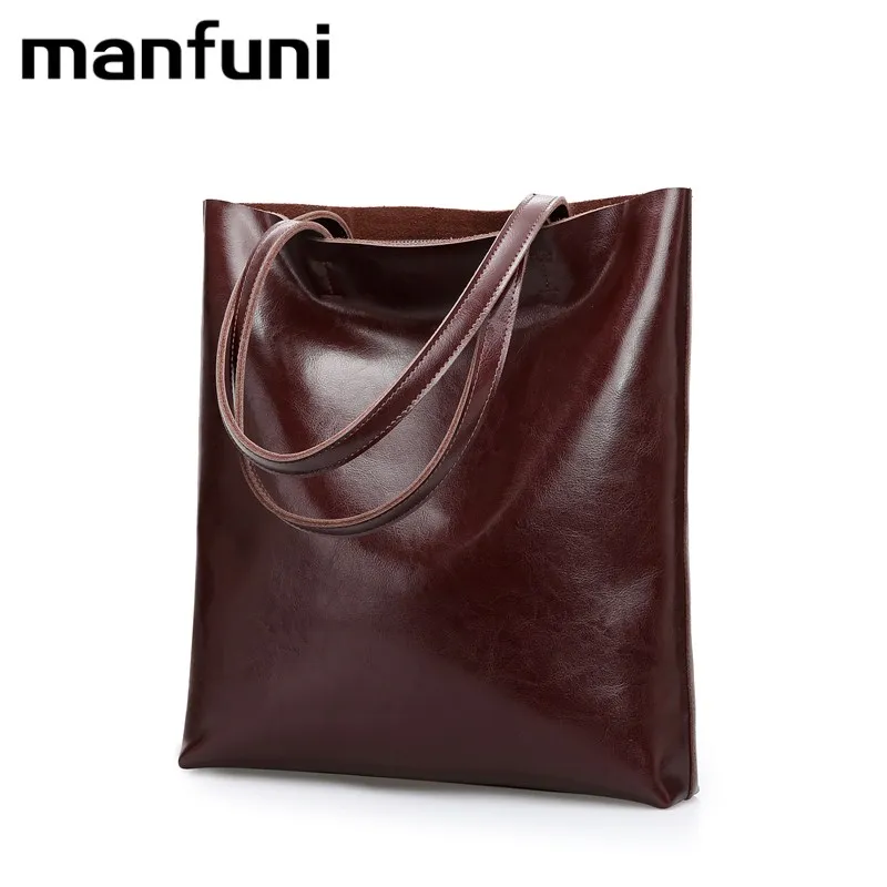 MANFUNI Натуральная кожаные сумочки Большие женские сумки на плечо винтажная
