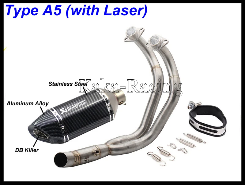 MT07 FZ07 углеволоконные akrapovic выхлопной глушитель мото полная система скольжения для Yamaha mt-07 FZ-07 Tracer- XSR700 - Цвет: Type A5 (laser)