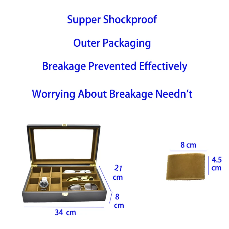 Роскошный 6 + 3 слота деревянная коробка для часов ручной работы очков органайзер