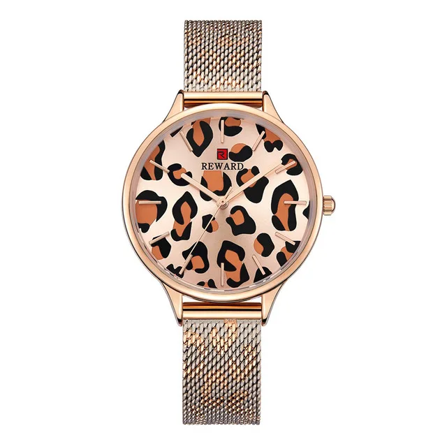 Relogio Feminino REWARD Women Bracelet Watch Ultra Thin Stainless Steel Mesh Ladies Wrist Watch Waterproof Woman Female Clock - Цвет: Rose