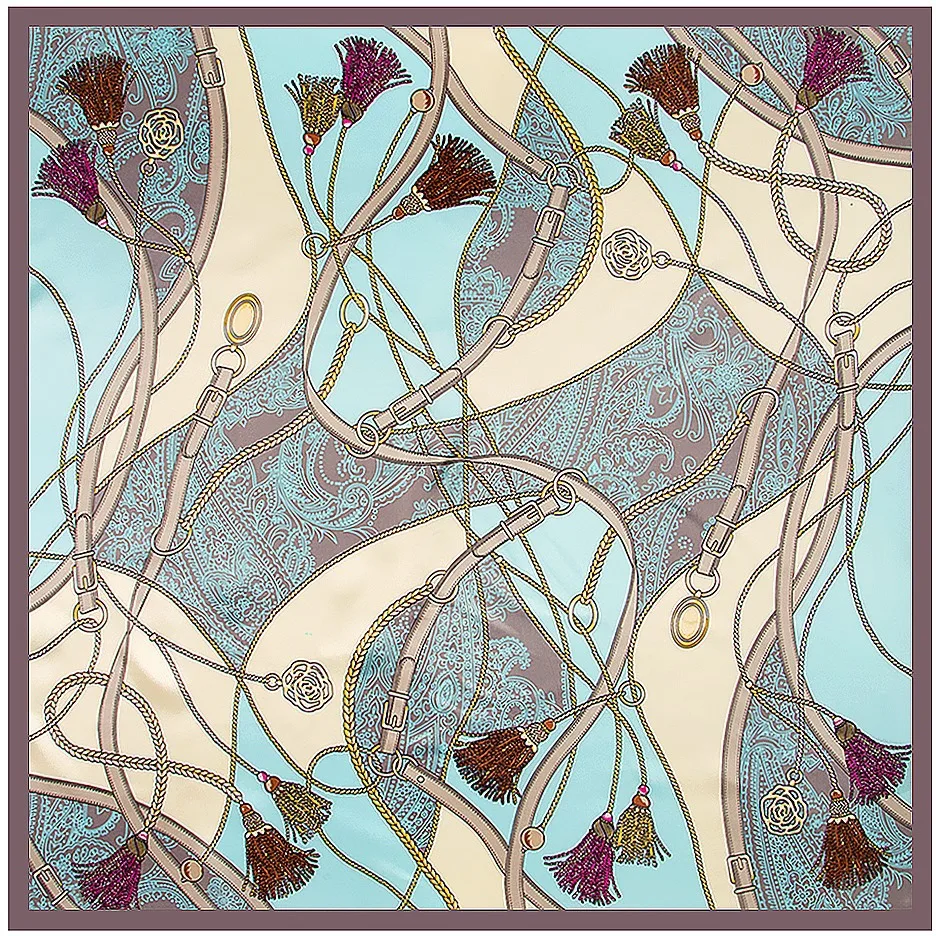 Высококачественные атласные шарфы из искусственного шелка шаль с кисточками