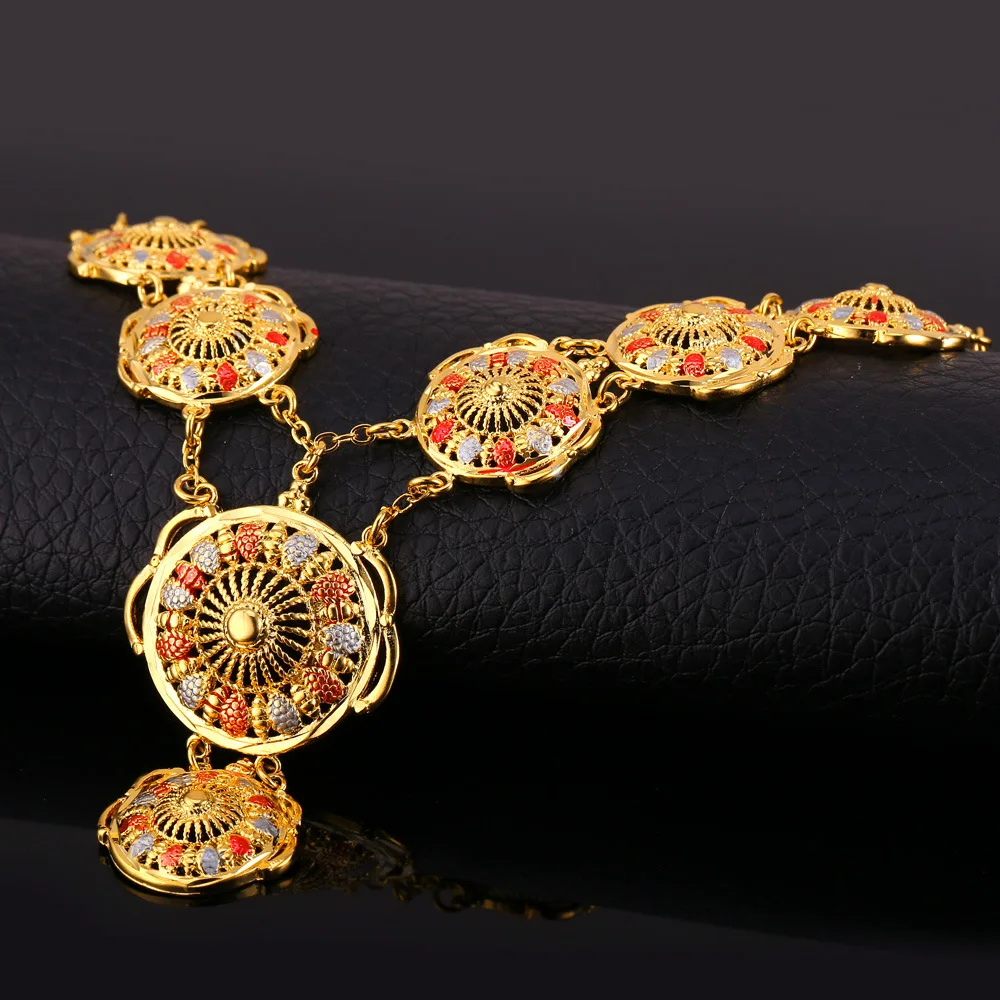 U7 Long Indian Necklace Pendant Trendy Gold Color Party Romantic Round Necklaces For Women Wedding Wholesale N400 | Украшения и