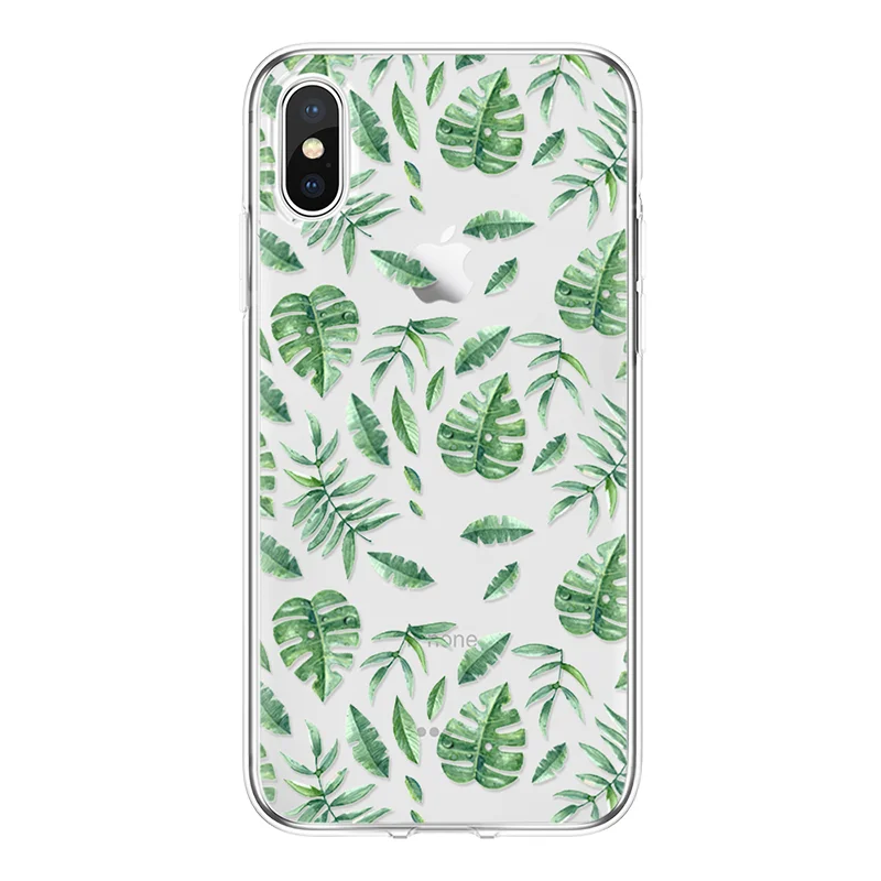 Для iPhone X чехол для мягкого 4 4S 5 5S 5C SE Fundas 7 Plus 8 8Plus 6 6S листья TPU |