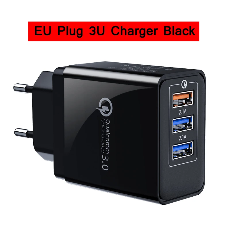 EU 3U Charger Black ZNP Быстрая зарядка 3,0 USB зарядное устройство 30 Вт QC3.0 QC турбо Быстрая зарядка мульти разъем зарядное устройство для мобильного телефона для iPhone X samsung S8 Xiaomi - Тип штекера: EU 3U Charger Black