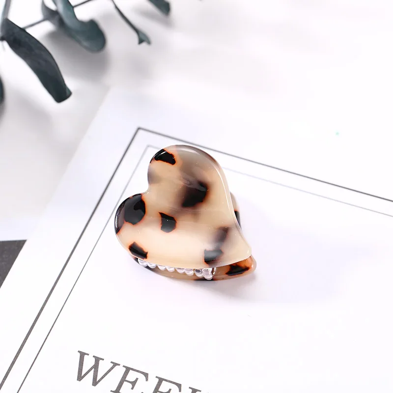 Leopard Новинка японская уксусная кислота любовь волосы когти хорошее качество натуральное зерно маленькие зажимы для волос женские Мини шпильки аксессуары для волос - Цвет: Leopard