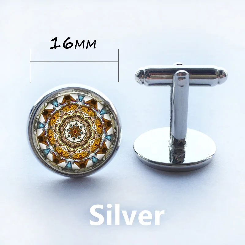 cufflink 16mm Ожерелье, модное ожерелье мандала, Подвеска для женщин, Ретро стиль, Йога, колье, колье, ожерелье, ювелирное изделие, бижутерия, Colar Feminino HZ1 - Окраска металла: cufflink 16mm