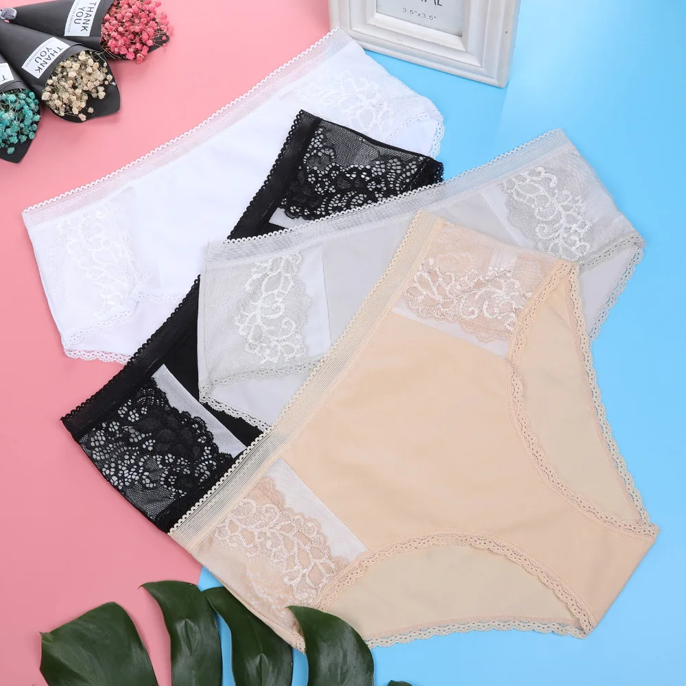 Для женщин кружевные трусы для леди Трусики девочек Хлопковое нижнее белье