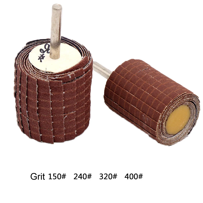 6mm Shank Sand Paper Shutter Wheel 50mm Emery Cloth Polishing Grinding Wood Carving Metal Head 150# 240# 320# | Инструменты
