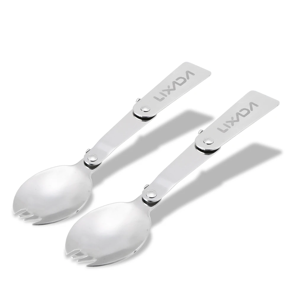 Титановая Складная ложка Spork резак нож походная посуда для кемпинга столовая ложка Beaf Мясорубка фруктовая Вилка десертная чайная ложка