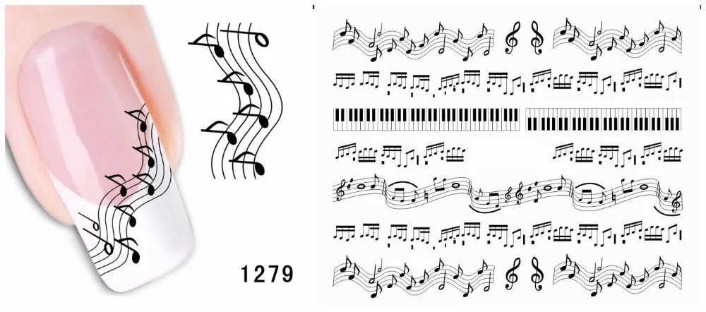 Bittb 3 листа наклейки для дизайна ногтей музыкальная нота сделай сам украшение