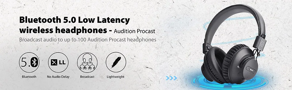 Avantree Bluetooth 5,0 накладные складные наушники, Hi-Fi стерео Беспроводная гарнитура с микрофоном, APTX низкая задержка для ТВ ПК компьютера