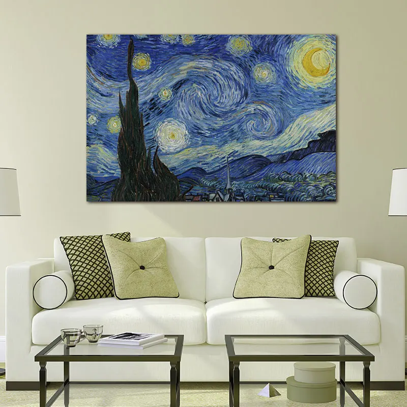 

Picture canvas print Living Room Wall Art painting Huge Picture Classic Landscape Oil Painting On Canvas The Starry Night