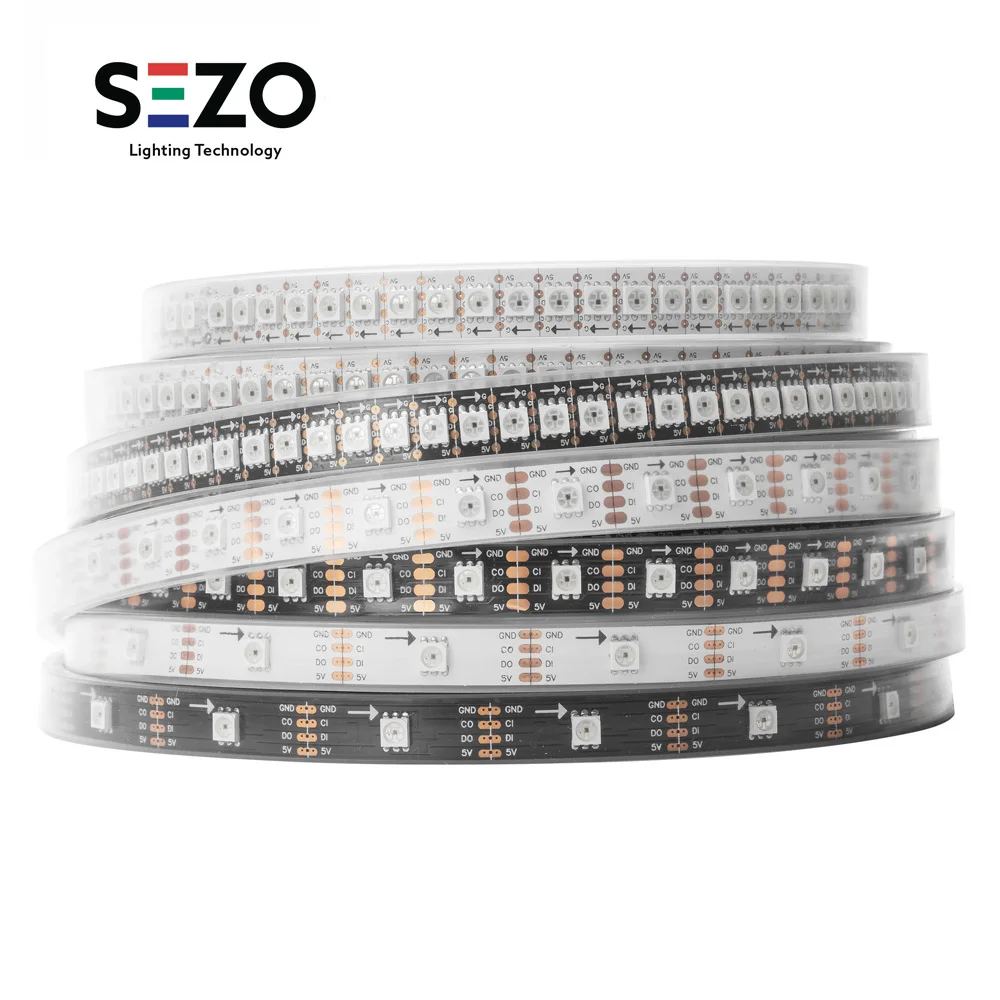 SK9822(аналогичный APA102) умная RGB светодиодная Пиксельная полоса данных и часов отдельно 1 м/5 м 30/60/144 светодиодов/пикселей/м IP30/IP65/IP67 DC5V