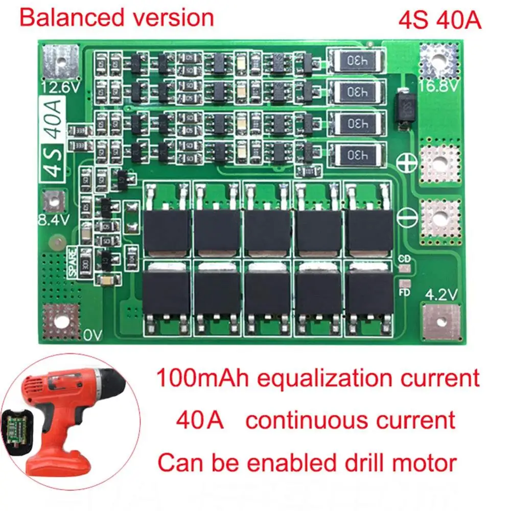 4S 40A Balance 3S 40A BMS 11,1 V 12,6 V 18650 Защитная плата для литиевой батареи BMS плата для стандартного баланса обновленная версия для дрели - Цвет: 4S 40A Balance