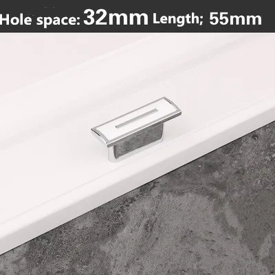 32mm 192 мм 256 мм современный простой модный Кухня шкаф дверные ручки серебро белый ящик, комод, шкаф ручки тянуть " хром - Цвет: 32mm