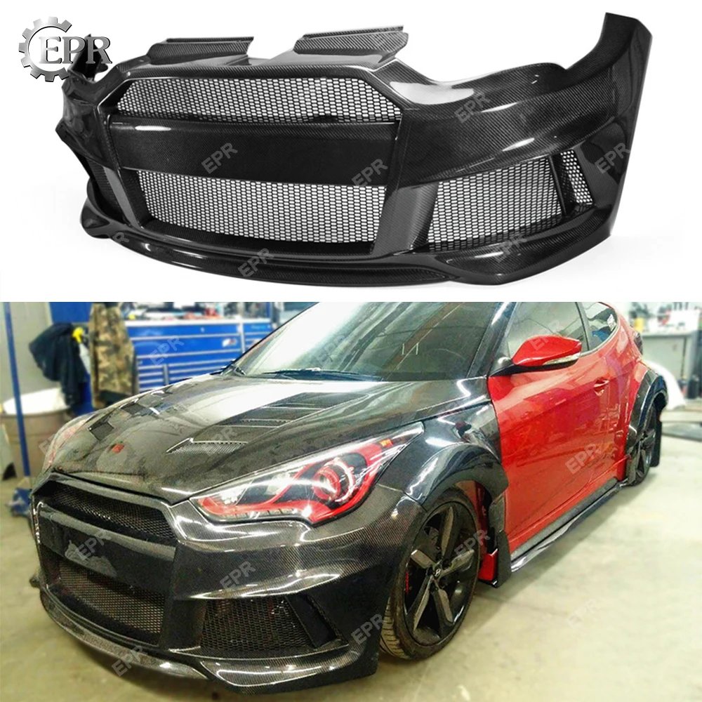 УГЛЕРОДНЫЙ бампер для Hyundai Veloster Lordpower широкий корпус из углеродного волокна
