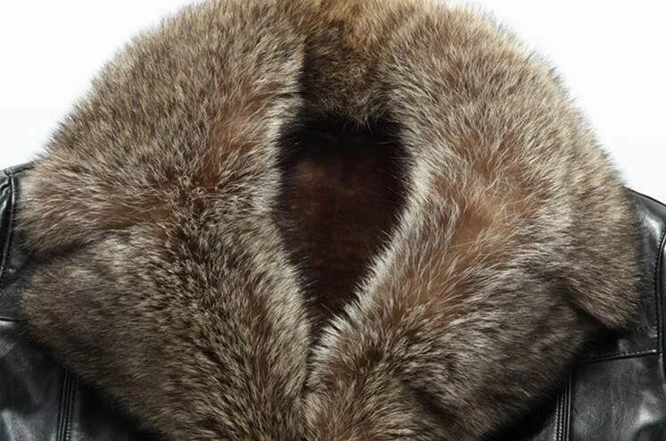 Меховая зимняя куртка новинка 2019 Мужская модная Толстая теплая кожаная пальто