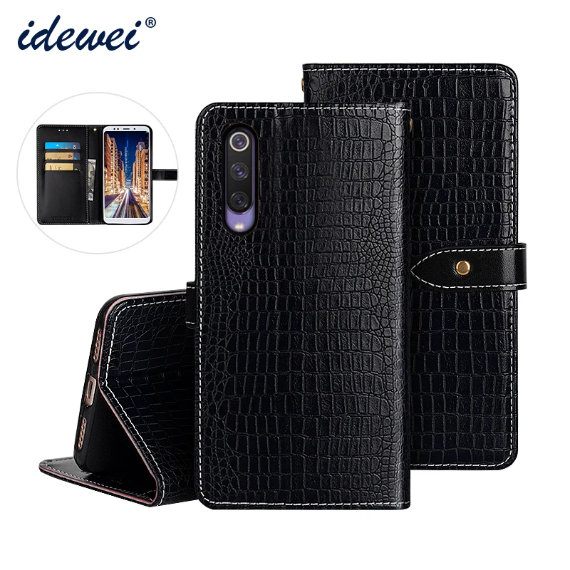 

IDEWEI For Xiaomi Mi 9 SE Case Cover Luxury Leather Flip Case For Xiaomi Mi 9 SE Protective Phone Case Crocodile Grain