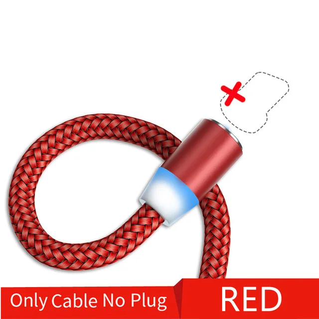 Suhach 1 м 2 м Магнитный светодиодный кабель Micro usb type C Магнитный usb кабель для зарядки iPhone X 7 8 XS Max XR huawei samsung xiaomi LG - Цвет: Only Cable NO Plug