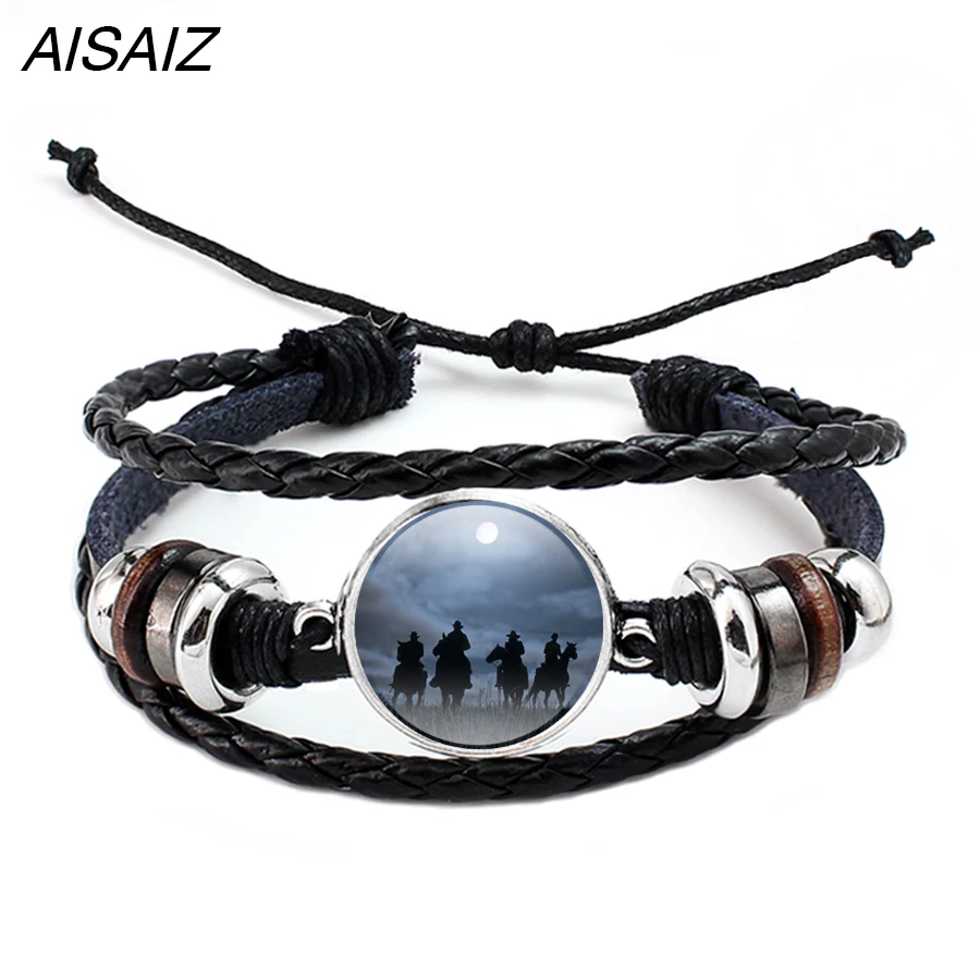 2018 new Red Dead Redemption 2 Bracelet Adjustable ID Multi-layer leather rope Weave Bracelets Gift for Man Boy Fashion | Украшения и
