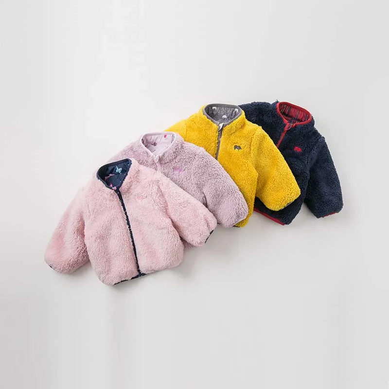 DB9239 dave bella baby Reversible coat children autumn winter print outerwear kids unisex tops boys girls high quality | Детская одежда