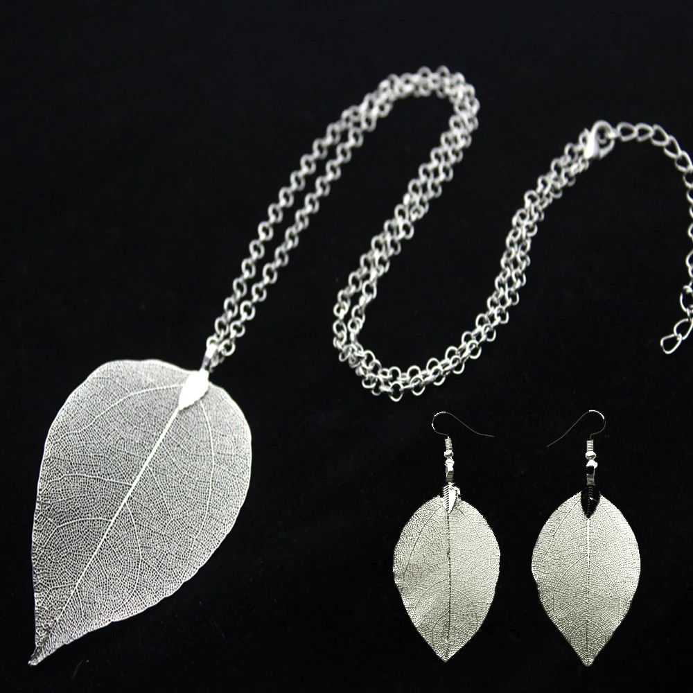 Кольца с подвесками в виде листьев покрытые серьги растение ручной работы