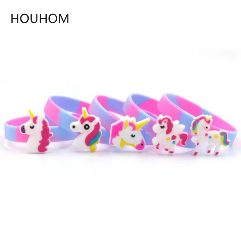 4 шт. Радужный Единорог вечерние резиновые браслеты детские украшения для душа