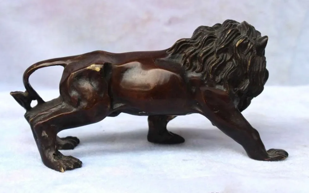 Chinese BRASS Asian Africa Wild Lion Statue Sculptures Height 15.5cm Garden Decoration 100% real Brass | Дом и сад
