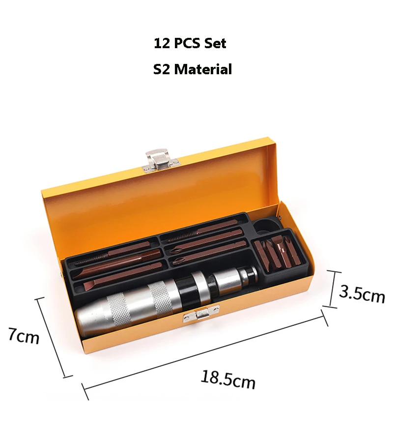 12 pcs set 12pcs Professional Heavy Duty Portable Impact Driver Screwdriver Loosening Frozen Bolts And Stubborn Fasteners Non-slip Handle - Цвет: 12 pcs set
