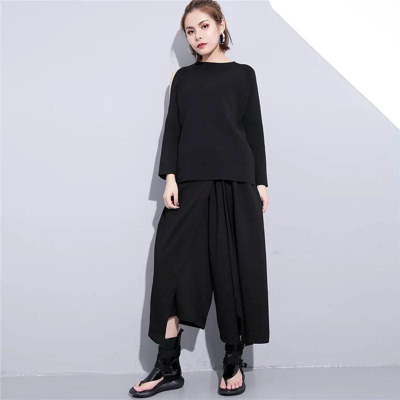 Женские широкие брюки в стиле пэчворк Johnature однотонные свободные штаны High Street с