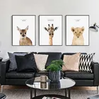 Картина на холсте HAOCHU в скандинавском стиле, постер с милыми животными, украшение для дома, Настенная картина для гостиной, спальни