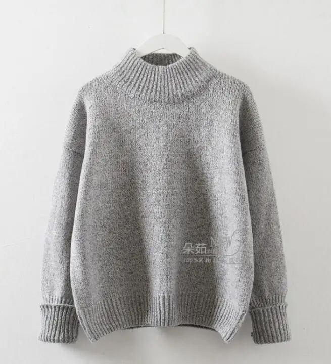 gray high neck Зимний пуловер с высоким воротом, вязаный кашемировый свитер, осенний свитер большого размера, женский теплый свитер с длинным рукавом - Цвет: gray high neck