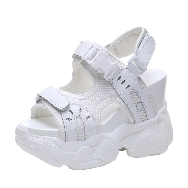 Летние модные женские сандалии на танкетке 12 см кроссовки платформе дышащие