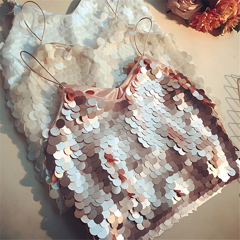 Женский топ на бретельках клубный Топ без рукавов с блестками и треугольным