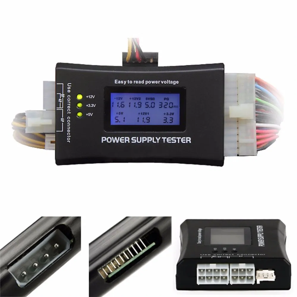 1 шт. компьютер ПК Тестер питания Checker 20/24 pin SATA HDD ATX BTX метр lcd
