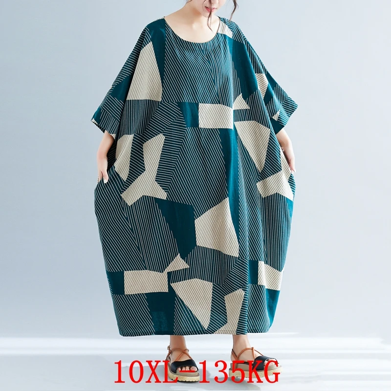 Платье женское большого размера 5XL 6XL 9XL 10XL летнее с круглым вырезом коротким