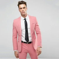 pink men suits latest pants coat designs 2piece groom tuxedo two buttons costume homme prom party slim fit terno masculino