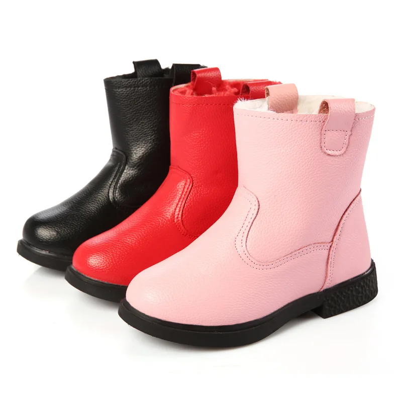 Осенне зимние повседневные ботинки из искусственной кожи детская обувь на