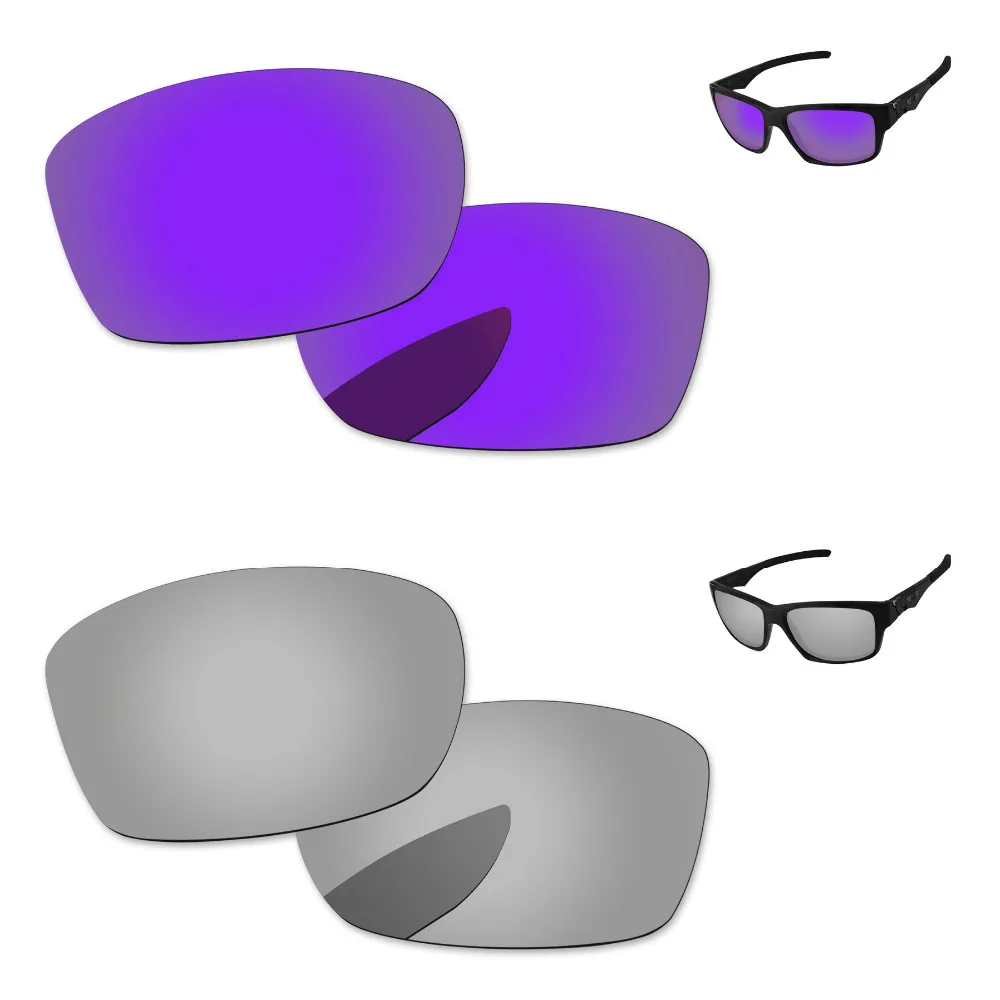 

Серебристые и фиолетовые 2 пары зеркальные поляризованные Сменные линзы для Юпитера Квадратные Солнцезащитные очки оправа 100% UVA & UVB защита