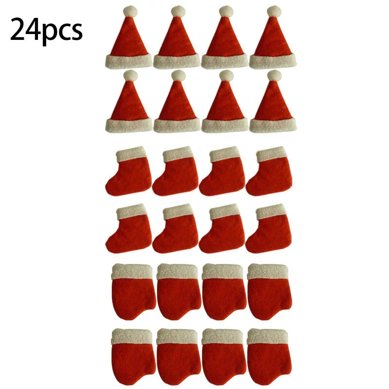 24 шт./компл. Рождественская шапка сумка для столовых приборов подарочные сумки