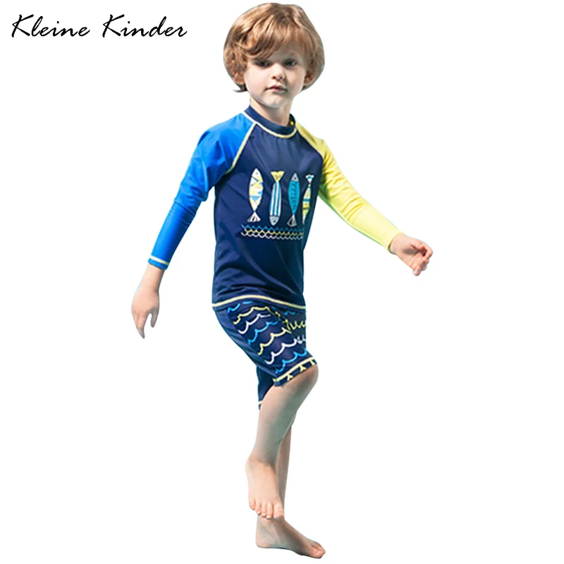 Blue Fish 7106 Детский купальный костюм с длинными рукавами для мальчиков; детская одежда для купания; коллекция года; купальный костюм для маленьких мальчиков; пляжный костюм; купальный костюм - Цвет: Blue Fish 7106