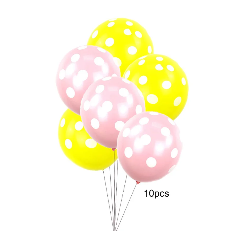 10pcs yellow Lpk dot 5 шт./лот 12 дюймов красный и черный горошек латексные надувные шары Mickey тема День Рождения globos baby shower вечерние украшения для девочек на Рождество - Цвет: 10pcs yellow Lpk dot