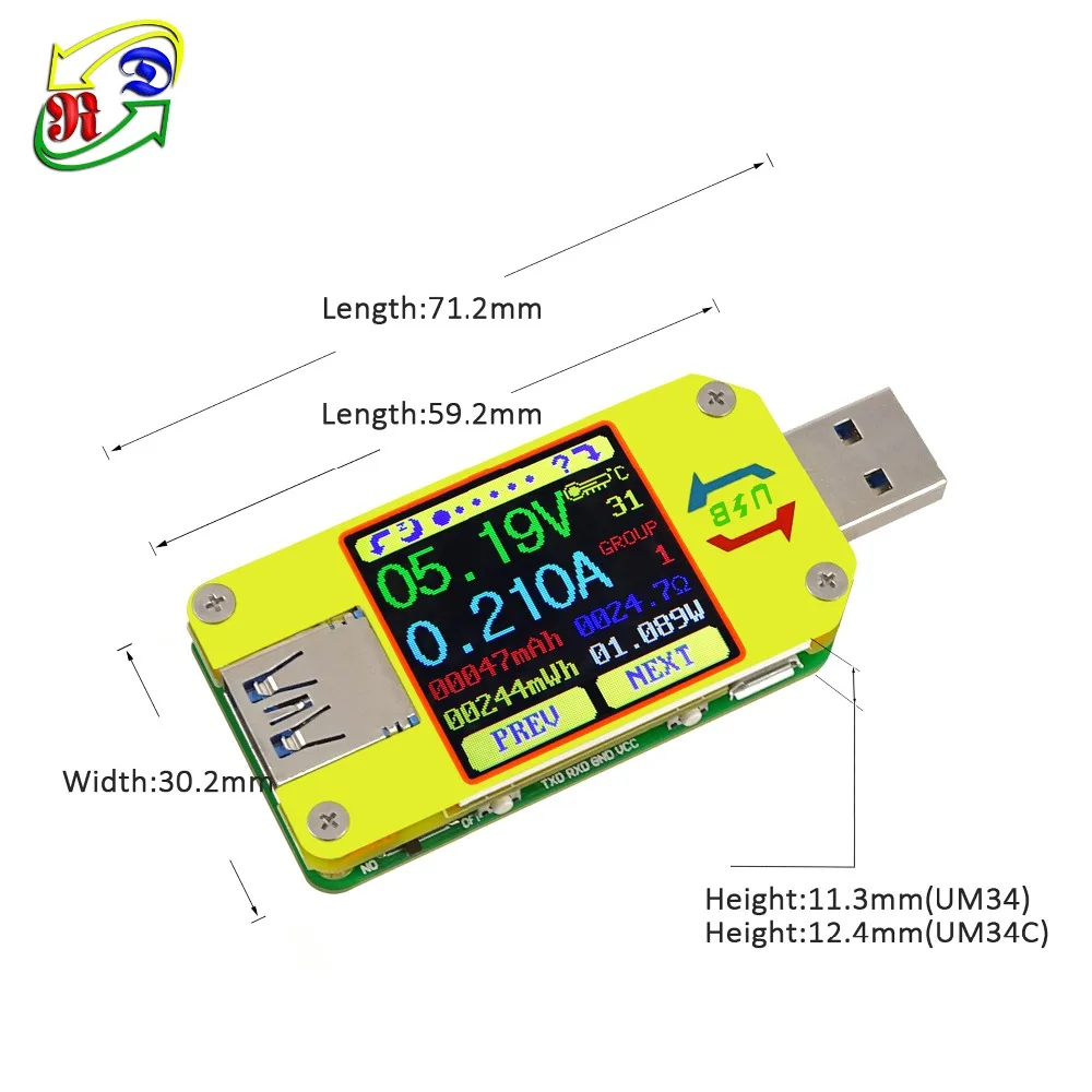 UM34 UM34C Для APP USB 3 0 Тип C DC Вольтметр Амперметр Напряжение измеритель тока для