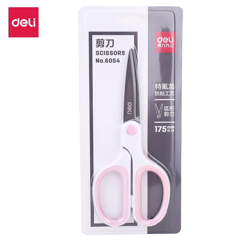 DELI ножницы E6054 мягкие сенсорные тефлоновые покрытые Офисные ножницы для домашнего использования 175 мм ручные ножницы канцелярские принадлежности