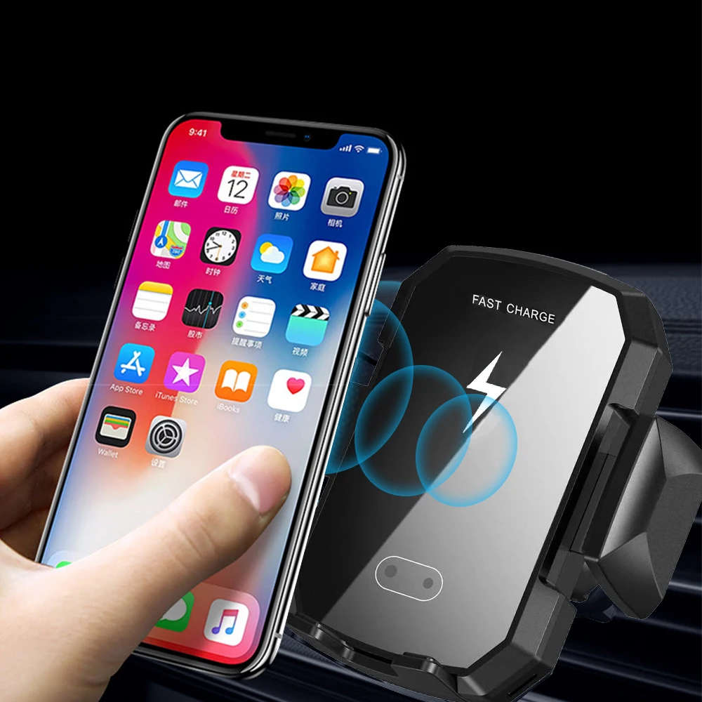 Фото NTONPOWER Qi автомобильное беспроводное зарядное устройство для iPhone 8/X/Xs быстрая Беспроводная зарядка для Samsung S9 S10 xiaomi автомобильное зарядное ус... №2