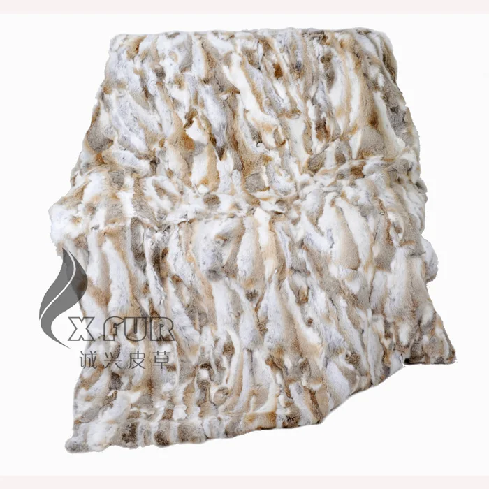 CX-D-11B-X 218X218cm Оптовая Продажа Модный лоскутный коврик из натурального кроличьего